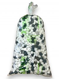 1.5 cu ft FunPak Plant Based Biodegradable Packing Peanuts<br><font color=blue>Black & White Hearts</font>